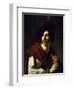 Portrait of Flute Player-Nicolas Tournier-Framed Giclee Print