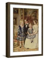 Portrait of Four Children of the Wyatt Family, the Girl Standing Being Mary Wyatt, the Boy beside H-John Everett Millais-Framed Giclee Print