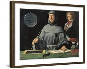 Portrait of Fra Luca Pacioli with a Pupil-Jacopo de'Barbari-Framed Art Print