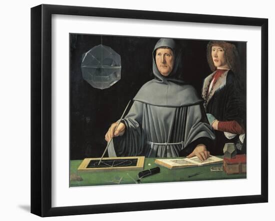 Portrait of Fra Luca Pacioli with a Pupil-Jacopo de'Barbari-Framed Art Print