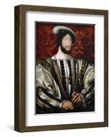 Portrait of Francis I (1494-154), King of France, Duke of Brittany, Count of Provence, Ca 1530-Jean Clouet-Framed Giclee Print