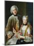 Portrait of Francois De Jullienne Standing Beside His Wife, Seated, C.1743-Antoine Coypel-Mounted Giclee Print