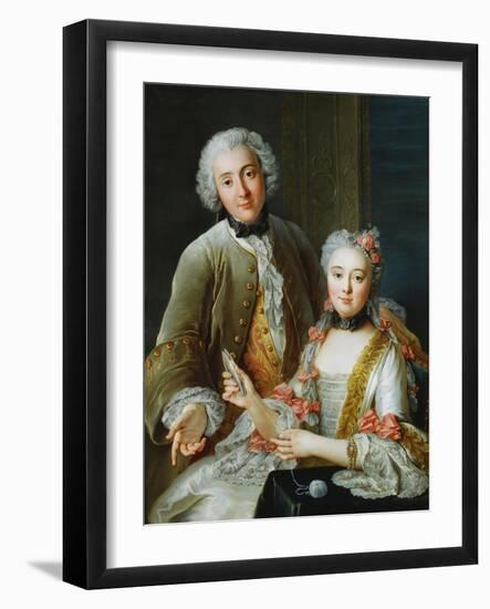 Portrait of Francois De Jullienne Standing Beside His Wife, Seated, C.1743-Antoine Coypel-Framed Giclee Print