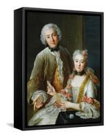 Portrait of Francois De Jullienne Standing Beside His Wife, Seated, C.1743-Antoine Coypel-Framed Stretched Canvas