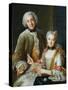 Portrait of Francois De Jullienne Standing Beside His Wife, Seated, C.1743-Antoine Coypel-Stretched Canvas