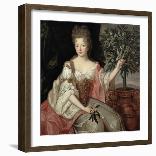 Portrait of Francoise Marie De Bourbon (1677-1749) Duchess of Orleans (Mademoiselle De Blois)-Pierre Gobert-Framed Giclee Print