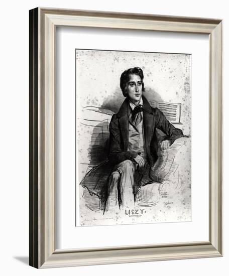 Portrait of Franz Liszt (1811-86) August 1832-Achille Deveria-Framed Giclee Print