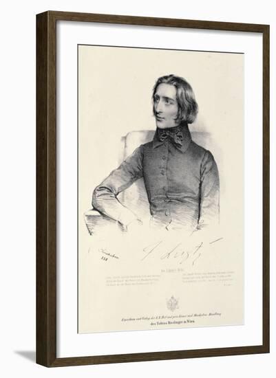 Portrait of Franz Liszt (1811-86)-Fritz Kriehuber-Framed Giclee Print