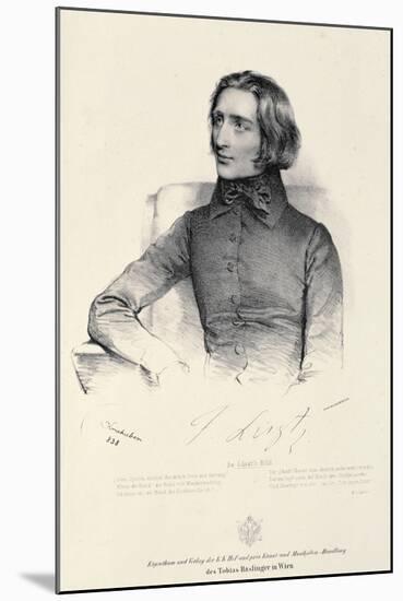 Portrait of Franz Liszt (1811-86)-Fritz Kriehuber-Mounted Giclee Print