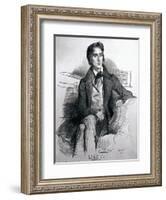 Portrait of Franz Liszt-Achille Deveria-Framed Giclee Print