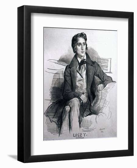 Portrait of Franz Liszt-Achille Deveria-Framed Giclee Print