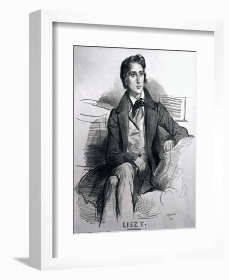 Portrait of Franz Liszt-Achille Deveria-Framed Giclee Print