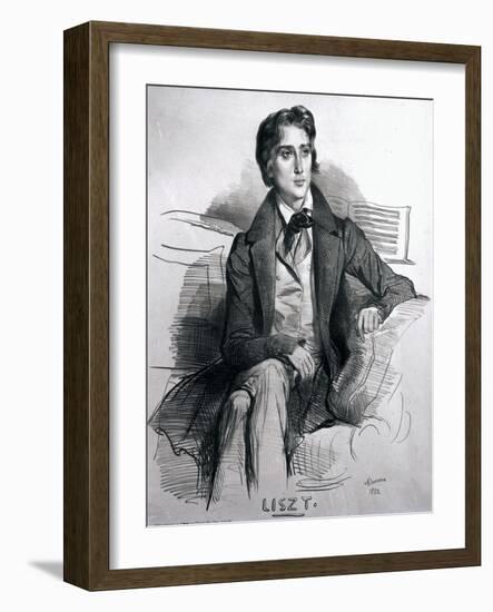 Portrait of Franz Liszt-Achille Deveria-Framed Giclee Print