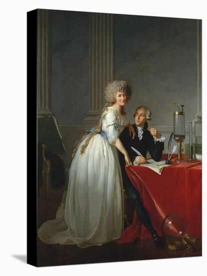 Portrait of French chemist Antoine Laurent Lavoisier with wife, 1788-Jacques Louis David-Stretched Canvas