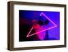 Portrait of Funny Party Cat in Clothes and Sunglasses with Neon Light-Daria Kulkova-Framed Photographic Print