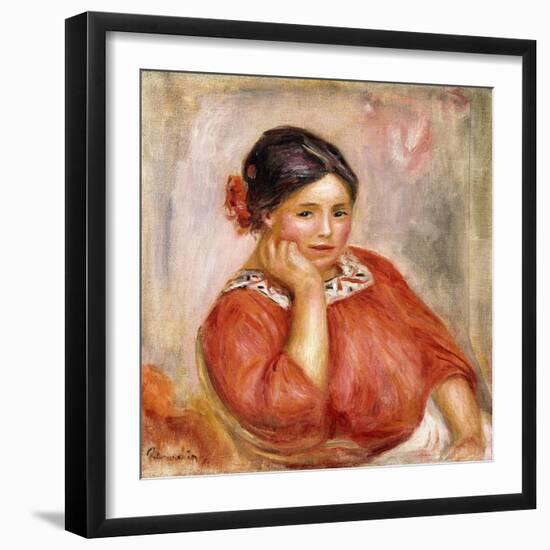 Portrait of Gabrielle in a Red Blouse, 1896-Pierre-Auguste Renoir-Framed Premium Giclee Print