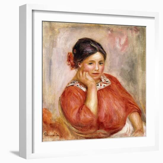 Portrait of Gabrielle in a Red Blouse, 1896-Pierre-Auguste Renoir-Framed Giclee Print