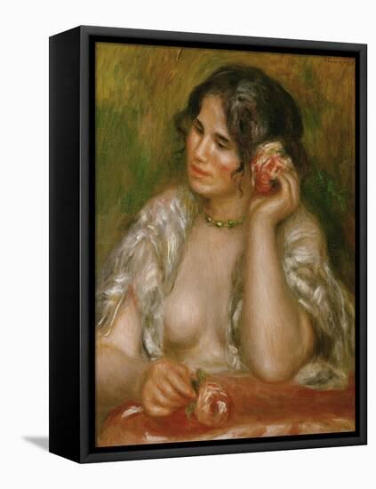 Portrait of Gabrielle Renard (1878-1959) or Gabrielle with Rose, 1911-Pierre-Auguste Renoir-Framed Stretched Canvas