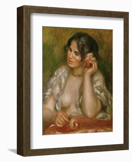 Portrait of Gabrielle Renard (1878-1959) or Gabrielle with Rose, 1911-Pierre-Auguste Renoir-Framed Giclee Print