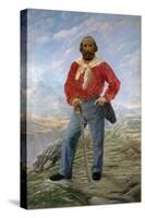 Portrait of Garibaldi with Saber and Red Shirt-Samuel Atkins-Stretched Canvas