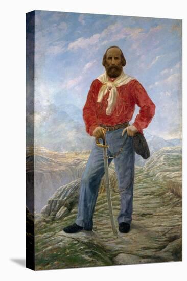 Portrait of Garibaldi with Saber and Red Shirt-Samuel Atkins-Stretched Canvas