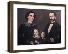 Portrait of General Antonio Morales with His Wife and Daughter-null-Framed Giclee Print