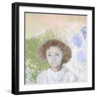 Portrait of Genevieve De Gonet as a Child, 1907-Odilon Redon-Framed Giclee Print