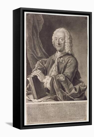 Portrait of Georg Philipp Telemann (1681-1757) Engraved by Georg Preisler (1700-54)-Michael Schneider-Framed Stretched Canvas