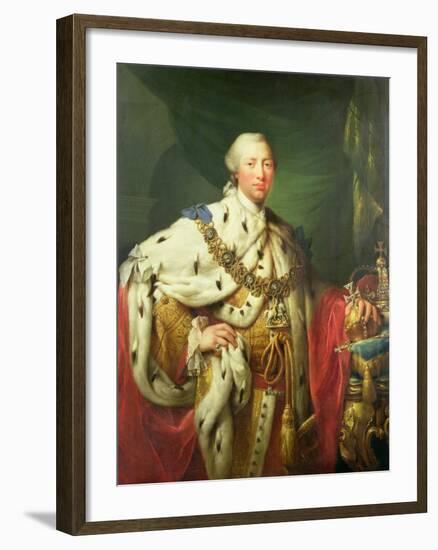 Portrait of George III (1738-1820) in His Coronation Robes, C.1760-Allan Ramsay-Framed Giclee Print