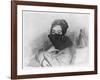 Portrait of George Sand (1804-76) Behind Her Fan-Alfred de Musset-Framed Giclee Print