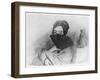 Portrait of George Sand (1804-76) Behind Her Fan-Alfred de Musset-Framed Giclee Print