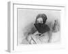 Portrait of George Sand (1804-76) Behind Her Fan-Alfred de Musset-Framed Giclee Print