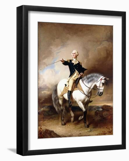 Portrait of George Washington Taking the Salute at Trenton-John Faed-Framed Premium Giclee Print