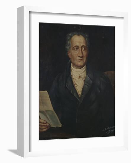 Portrait of German Writer Johann Wolfgang Von Goethe, Painted by Bayer, Late 19th Century-Joseph Carl Stieler-Framed Giclee Print