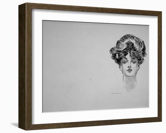 Portrait of "Gibson Girl," from Drawings Including Weaker Sex: the Story of a Susceptible Bachelor-Charles Dana Gibson-Framed Photographic Print