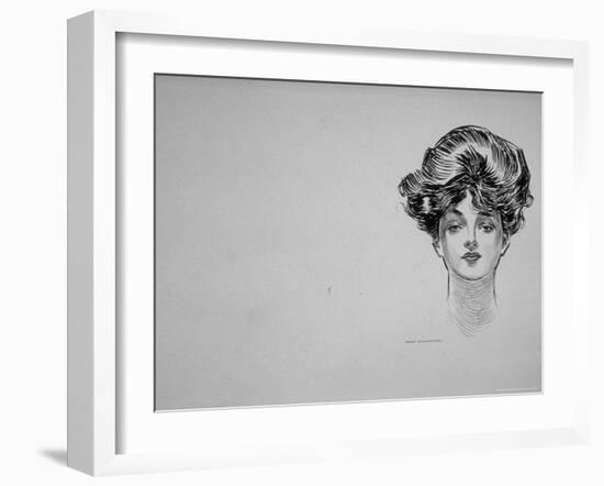 Portrait of "Gibson Girl," from Drawings Including Weaker Sex: the Story of a Susceptible Bachelor-Charles Dana Gibson-Framed Photographic Print