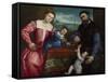 Portrait of Giovanni Della Volta with His Wife and Children, 1547-Lorenzo Lotto-Framed Stretched Canvas