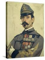 Portrait of Giovanni Maria Damiani Wearing Garibaldi's Army Uniform-Antonio Puccinelli-Stretched Canvas