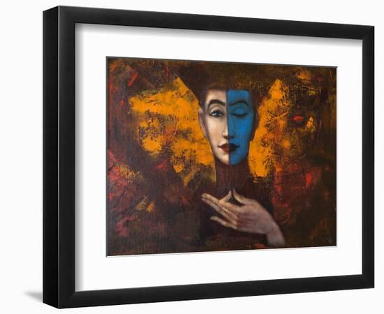 Portrait of Girl , Original Oil Painting on Canvas-Lilun-Framed Art Print