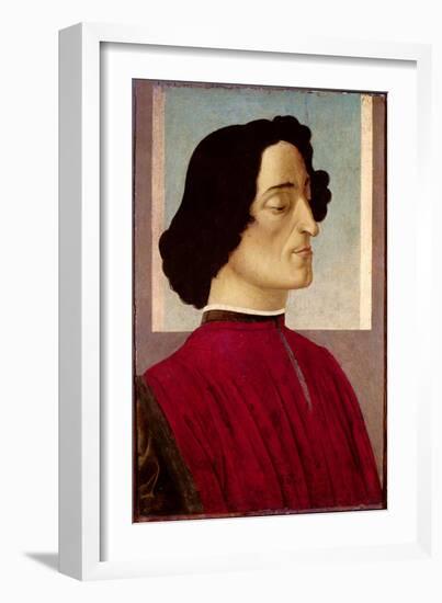 Portrait of Giuliano De' Medici (1478-1534) circa 1480-Sandro Botticelli-Framed Giclee Print