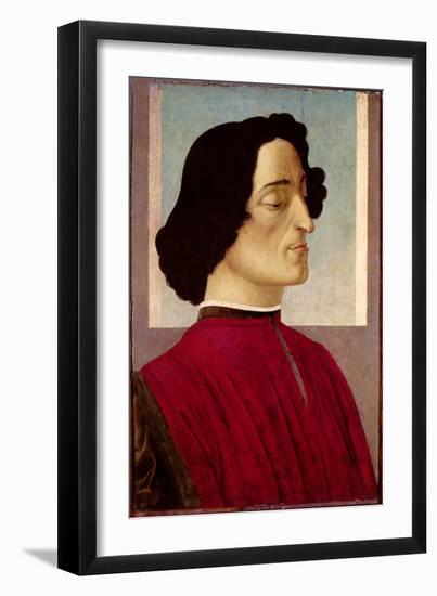 Portrait of Giuliano De' Medici (1478-1534) circa 1480-Sandro Botticelli-Framed Premium Giclee Print