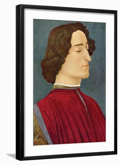 Portrait of Giuliano De Medici-Sandro Botticelli-Framed Art Print