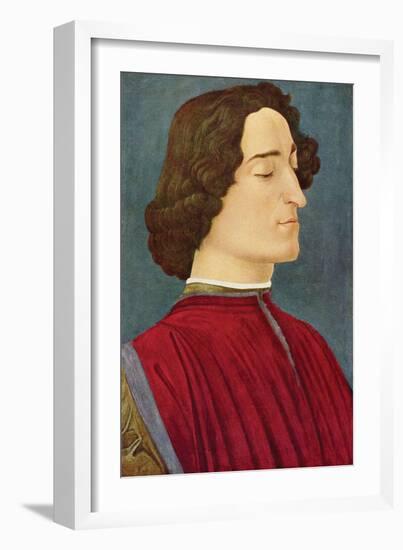 Portrait of Giuliano De Medici-Sandro Botticelli-Framed Art Print