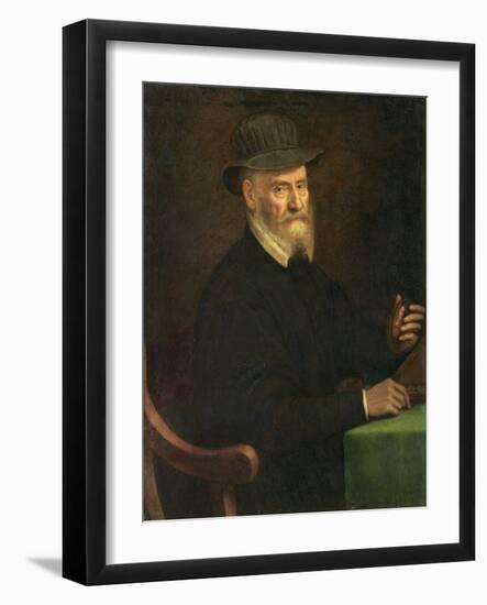 Portrait of Giulio Clovio (1498-1578), Miniature Artist, Holding a Miniature Thought to Be of the A-Sofonisba Anguissola-Framed Giclee Print