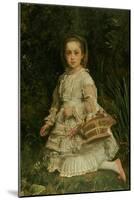 Portrait of Gracia, Daughter of Evans Lees, Full Length, Wearing a White Dress, Picking Flowers-John Everett Millais-Mounted Giclee Print