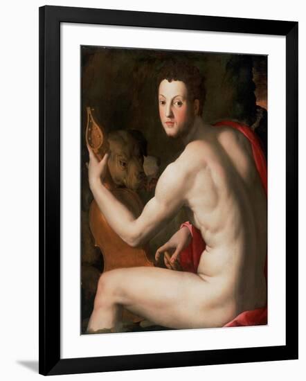 Portrait of Grand Duke of Tuscany Cosimo I De' Medici (1519-157) as Orpheus, Ca 1537-Agnolo Bronzino-Framed Giclee Print