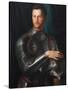 Portrait of Grand Duke of Tuscany Cosimo I De' Medici (1519-157) in Armour, Ca 1545-Agnolo Bronzino-Stretched Canvas