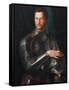 Portrait of Grand Duke of Tuscany Cosimo I De' Medici (1519-157) in Armour, Ca 1545-Agnolo Bronzino-Framed Stretched Canvas