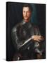 Portrait of Grand Duke of Tuscany Cosimo I De' Medici (1519-157) in Armour, Ca 1545-Agnolo Bronzino-Stretched Canvas