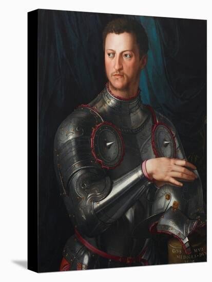 Portrait of Grand Duke of Tuscany Cosimo I De' Medici (1519-157) in Armour, Ca 1545-Agnolo Bronzino-Stretched Canvas